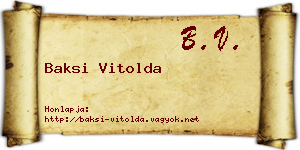 Baksi Vitolda névjegykártya